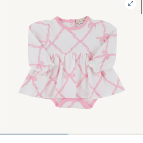 Long Sleeve Daisy's Diaper Cover Dress - Belle Meade Bow with Pier Par