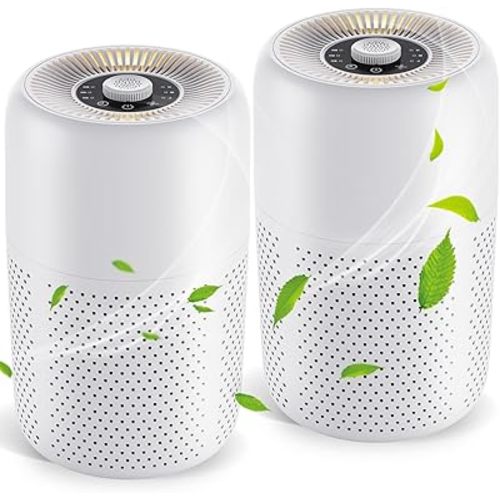 2 Pack TPLMB Air Purifiers for Bedroom H13 HEPA Filter,Fragrance for Better Sleep,Small Air Purifier with Nightlight Speed Control,For Home Living Room Dorm,24dB Filtration System,P60 (2, White)