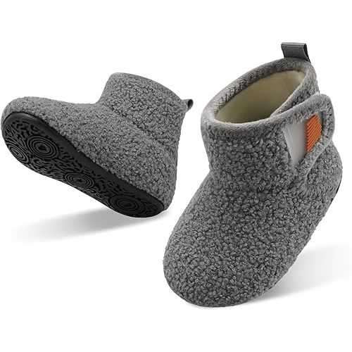 JOINFREE Baby Girls Boys House Shoes Baby Slippers with Non-Slip Rubber Sole Toddlers Cozy Home Booties