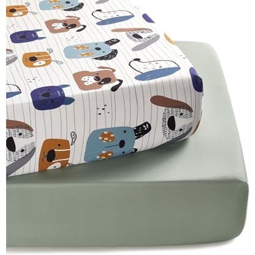 Baby Crib Sheets for Boys Girls, Super Soft Toddler Bed Sheets, 2 Pack Sheets for Standard Crib Mattress 28x52in, Puppy Land