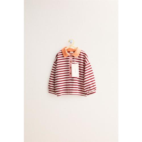 ZARA TIMELESS - STRIPED POLO COLLAR T-SHIRT - Red / White | ZARA United States