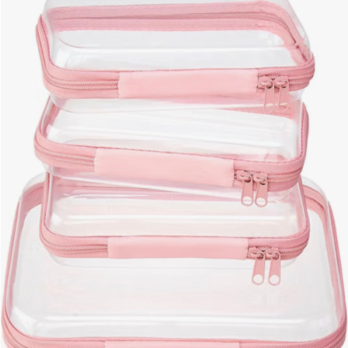 4 pcs Clear Zipper Pouches,Hard Shell Zipper Case, Toiletry Bag for Travel