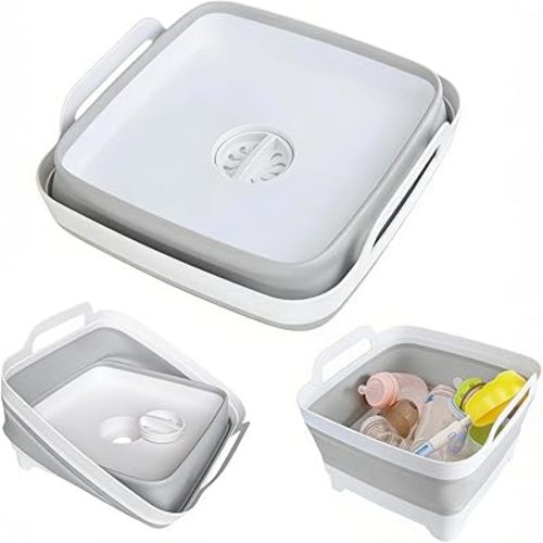 Collapsible Wash Basin, Portable Sink for Camping RV Essentials with Leak-Proof Design, Collapsible Dish Pan and Multipurpose Foldable Bucket for Outdoor Kitchen, Baby Bottle Washing