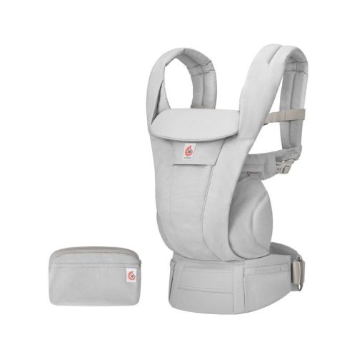 Ergobaby Omni Deluxe Cotton All-in-One Baby Carrier - Pearl Gray: Buckle Closure, Adjustable Harness, Infant Head Support