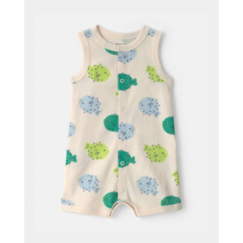 3M | Baby Pufferfish Sleeveless Romper - Cream/Green