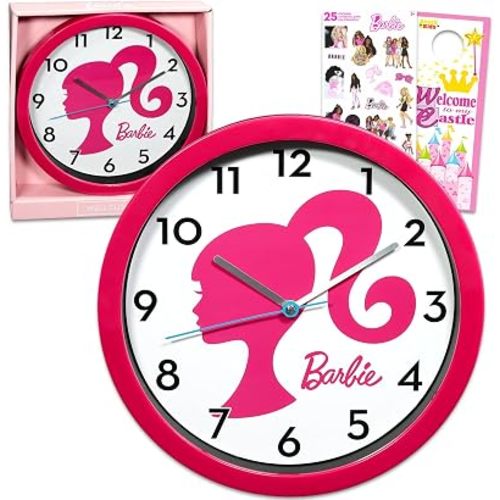 Barbie Wall Clock for Kids and Adults - Room Decor Bundle with 10" Wall Clock Plus Stickers and More | Barbie Gifts for Kids, Girls