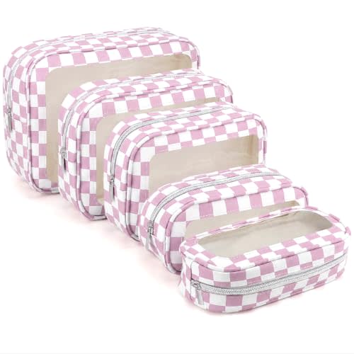 5PCS Diaper Bag Organizer Pouch Set,TSA Approved Toiletry Bag, Waterproof TPU Makeup Bag Set, Travel Organizer Bags for Women and Kids