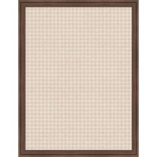 Kate and Laurel Framed Fabric Magnetic Board Mini Gingham Neutral Linen Wall Organization, 20x26, Florence Medium Brown