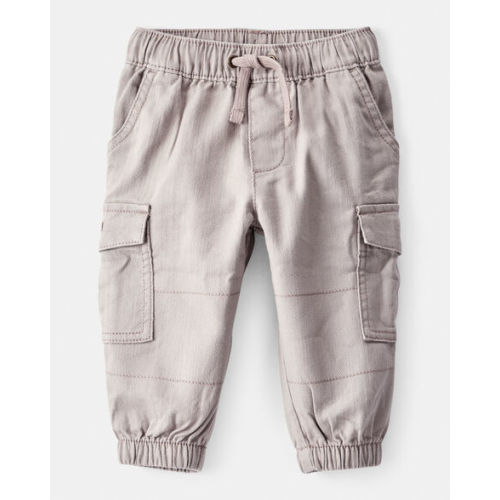 Baby Boy  Cotton Twill Pull-On Cargo Joggers - Grey - Carter's | Carter's