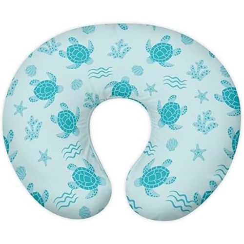 Sea Turtle Nursing Pillow Cover for Baby Boys Girls, Machine Washable Breastfeeding Pillow Slipcover, Soft Nursing Pillowcase for Newborn Infant, Cover Only