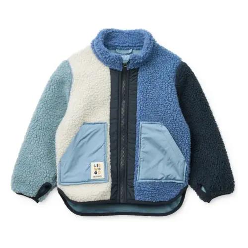 Liewood - Noam Colorblock Recycled Fiber Sherpa Jacket - Blue | Smallable