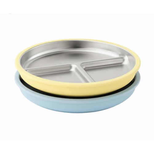 Stainless Steel Plate Set of 2 (Butter Yellow & Baby Blue)