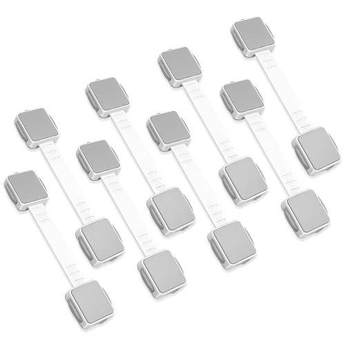 Yonktoo 8-Pack Child Proof Cabinet Locks - Multi-Use Baby Proofing Straps for Fridge, Drawers, Toilet & Oven - Adjustable Child Safety Locks, No Drill No Tools, Easy Adhesive Install