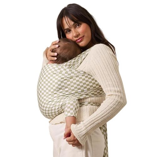 Solly Baby Wrap, Buttery-Soft Baby Carrier Newborn to Toddler 8-25 Lbs., Lightweight & Hands-Free Infant Sling Wrap, Breathable Carrier, Baby Wearing & Postpartum Essential, New Mom Gift, (Color: Sage Chequer)