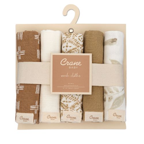 Kendi Cotton Baby Washcloths - Safari Set | Crane Baby