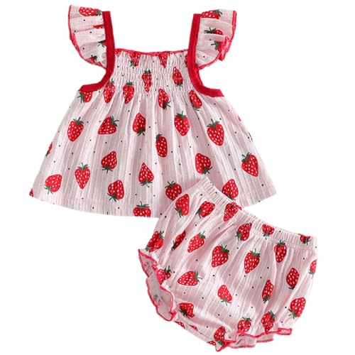 Mubineo Baby Girl Summer Clothes Cute Ruffle Tops Dress Shorts Outfits Set Infant Toddler Shirt Bloomers Princess Outfit
