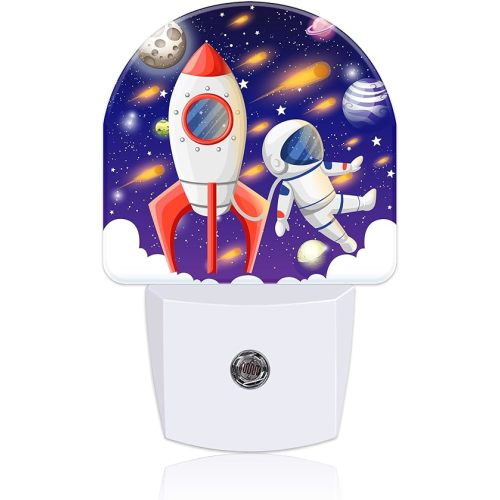 Night Light for Kids Girls Boys, Space Spaceship and Astronaut LED Night Light Plug into Wall with Dusk to Dawn Sensor for Room Decor, Hallway, Kitchen, Bathroom, Nursery, Stairs