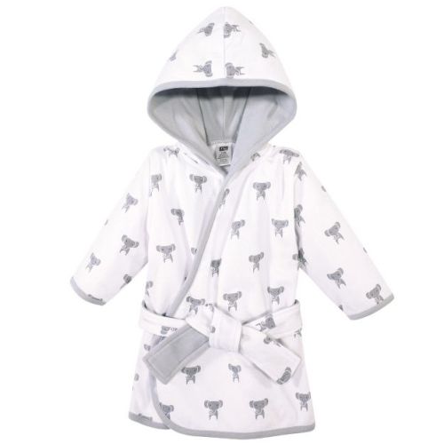 Hudson Baby Infant Unisex Cotton Rich Bathrobe, Modern Elephant, 0-9 Months