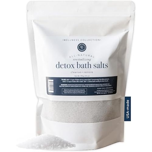 Rowe Casa Organics Detox Bath Salts with Health Boosting Magnesium and Bentonite Clay – Natural Bath Soak for Body Cleanse, Restore, and Relaxation, 35 Oz