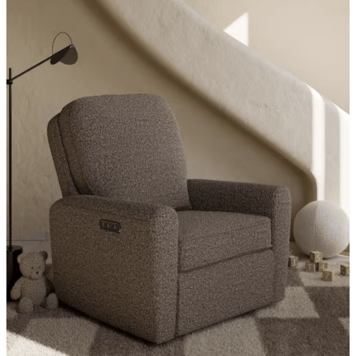 Storkcraft Amalfi Mountain Brown Boucle Deluxe Power Recliner Swivel Glider 06610-20D