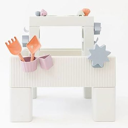 PLAYSMOL Tide Water & Sensory Table, 3-in-1 Play Sand Table with Lid, Toddlers & Kids Indoor Outdoor Activity Water Station, Ages 3+