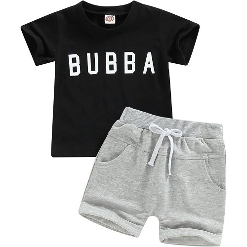 Toddler Baby Boy Summer Outfit Short Sleeve Letter Print T Shirt Top and Casual Shorts Set Cute Infant Newborn Clothes