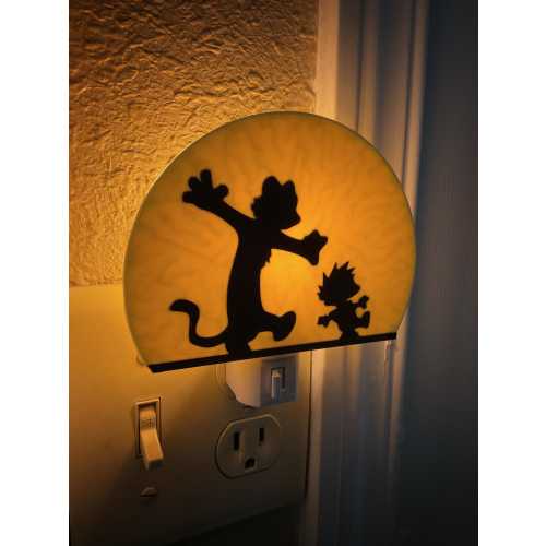 Calvin and Hobbes inspired, Glow-in-the-Dark, moon silhouette night light Cover only.