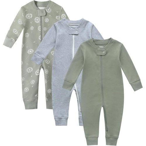 Owlivia Organic Cotton Baby Boys Girls 3-Pack Zip up Sleep 'N Play Pjs, Soft Footless Romper, Long Sleeve One-Piece Outfit