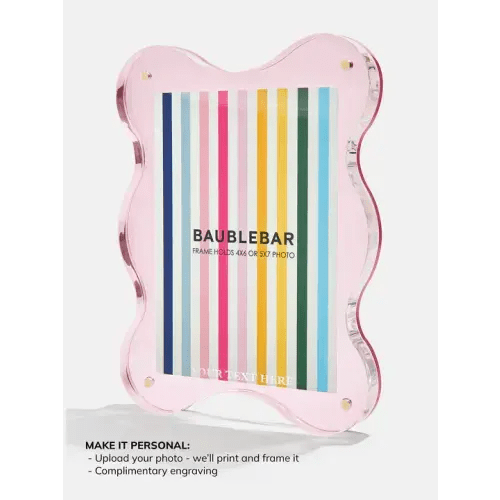 Bauble Bar Picture Perfect Vertical Acrylic Frame  - Retro Wavy Shape, Light Pink