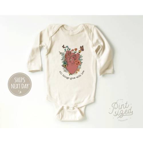 All Things Grow With Love Onesie® Boho Bodysuit Retro - Etsy