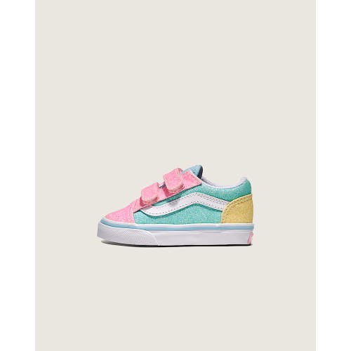 Toddler Old Skool V Shoe in Glitter Pastel Blue / Pink / Yellow | Vans