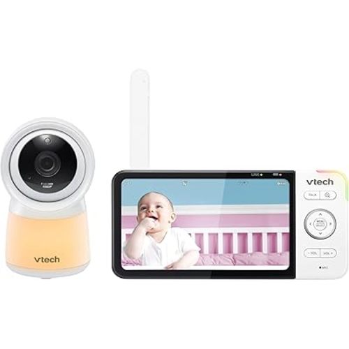 Baby monitor! VTech RM5754HD Smart Wi-Fi Video Baby Monitor with 5” Display and 1080p HD Camera, Built-in Night Light & 1 Camera, White