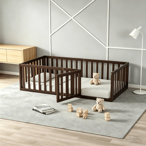 Harriet Bee Montessori Floor Bed With Rails And Door | Wayfair