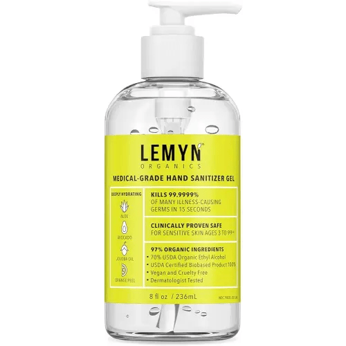 Medical Grade Hand Sanitizer Gel - 97% ORGANIC - 8 FL.OZ. with PUMP