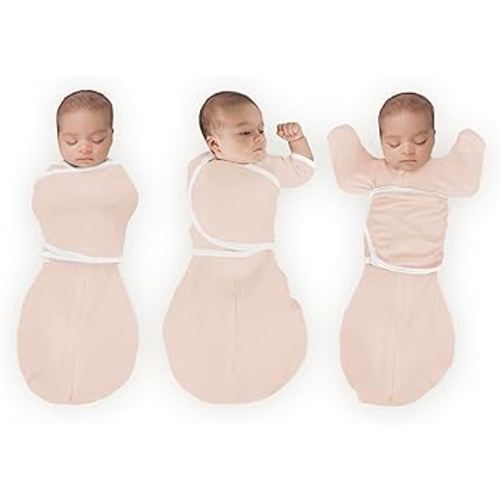 SwaddleDesigns Organic 6-Way Omni Swaddle Sack, Arms Up Swaddle for Newborn, More Options to Calm Startle Reflex, Improves Sleep, Small, 0-3 mo, 6-14 lbs, Soft Pink