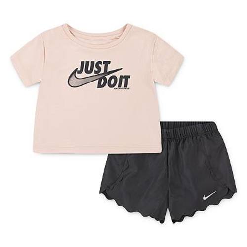 Baby & Toddler Girls Nike Dri-FIT "Just Do It." T-Shirt & Wavy Scalloped Shorts 2-Piece Set
