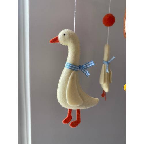 Duck Nursery - Baby Mobile Goose Blue Ribbon - Baby Mobile Boys - Crib Mobile - Goose Baby Shower - Felt Goose
