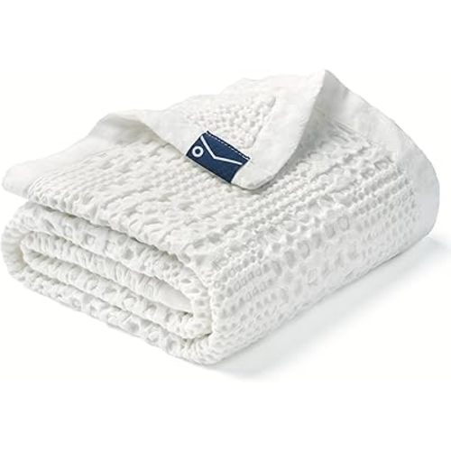 Joiedomi Waffle Baby Blanket - Soft White Baby Blanket, Breathable Turkish Cotton of Rayon Derived from Bamboo for Boys and Girls, Luxuries Throw for Bed, Couch and Sofa