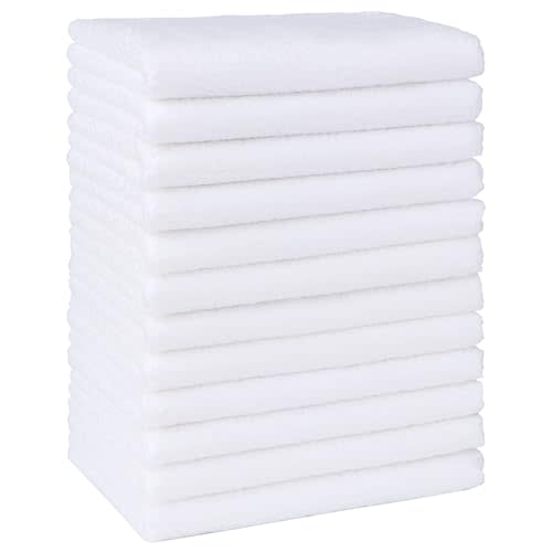 HOMEXCEL Baby Washcloths 12 Pack-Microfiber Coral Fleece Baby Bath Face Towel 7 x 9 Inch Extra Absorbent Soft Burp Cloth and Wash Cloths for Newborn-Infants and Toddlers,White