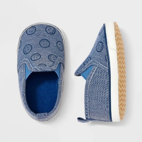 Baby Boys' Smiley Face Slip-On Sneakers - Cat & Jack™ Blue, Size: 0-3M
