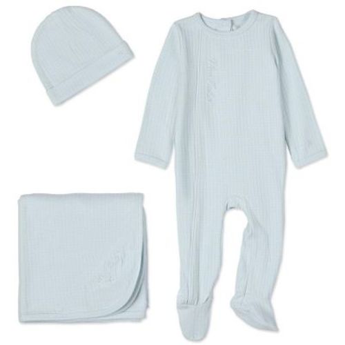 MiniMoi 3 Piece Baby "Mon Etoile" Cotton Rich Pointelle Footie Set Blue NB
