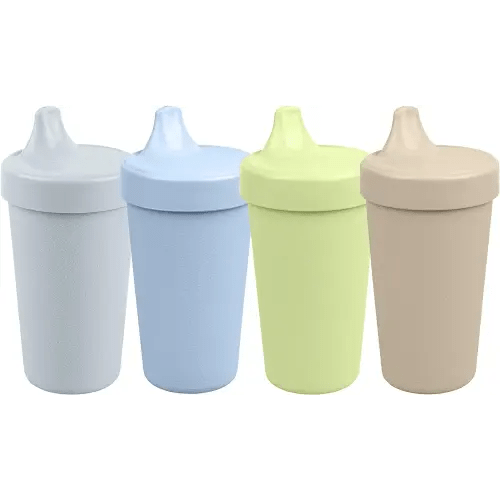 Re-Play Made in USA 10 Oz. Sippy Cups for Toddlers, Pack of 4 - Reusable Spill Proof Cups for Kids, Dishwasher/Microwave Safe - Hard Spout Sippy Cups for Toddlers 3.13" x 6.25", Meadow
