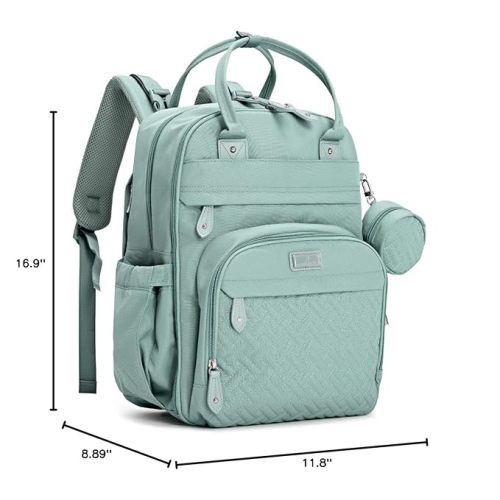 BabbleRoo Unisex Diaper Bag Backpack, Sage Green