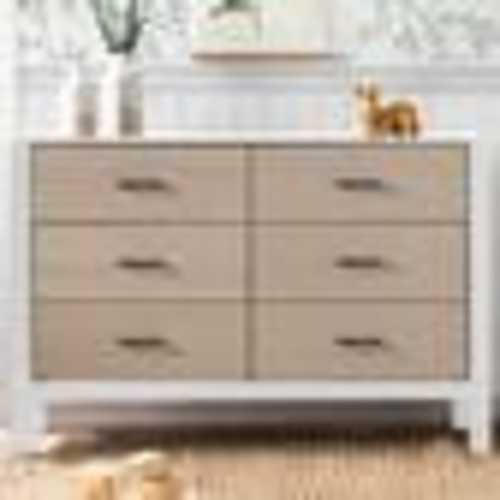 New Haus Radley 6-Drawer Dresser in White and Coastwood