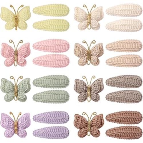 choicbaby 24pcs Toddler Hair Clips Small Knitted Snap Hair Clips Non Slip Wrapped Butterfly Hair Barrettes Accessories for Toddler Baby Girl Infant Kids