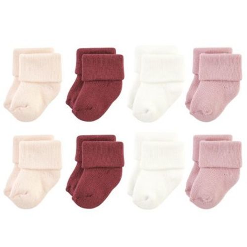 Hudson Baby Basics Infant Baby Cozy Terry Socks 8-Pack, Blush Blossoms, 0-6 Months