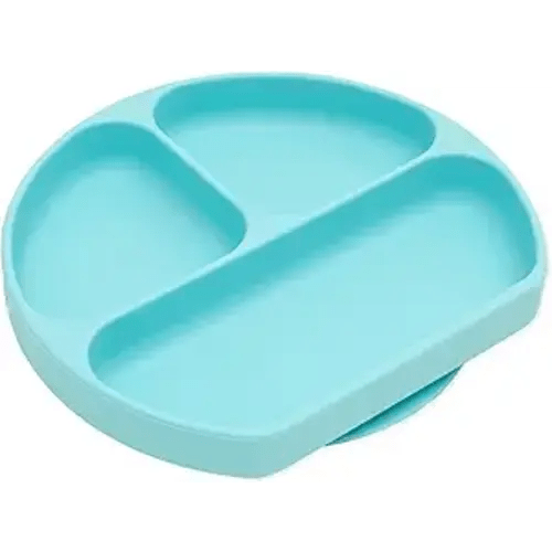 Bumkins Silicone Grip Dish, Suction Plate, Divided Plate, Baby Toddler Plate, BPA Free, Microwave Dishwasher Safe , Blue-GD, 1 Count