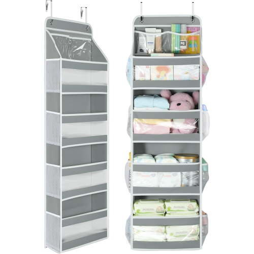 LazySpin Over the Door Organizer, Stuffed Animal Storage with Clear PVC Windows, Door Organizer Hanging