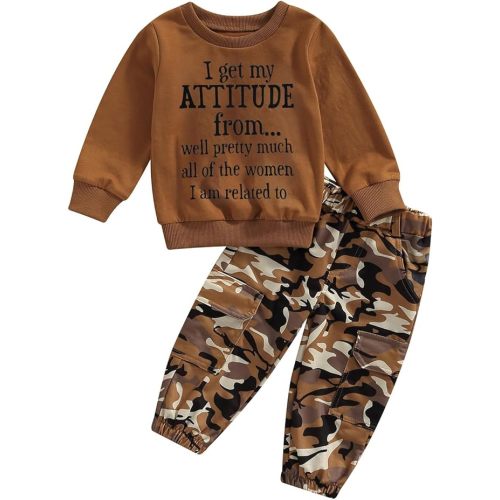 Fernvia Toddler Girls Clothes 2T 3T 4T 5T Fall Outfits Baby Pullover Sweatshirt & Camouflage Pants Set Kids Winter Sweatsuit
