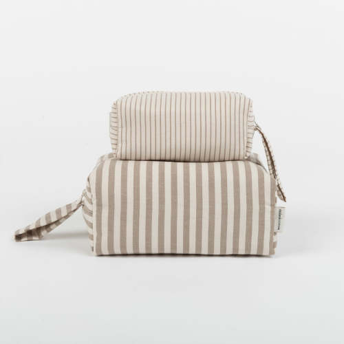 Loop Beige Stripes Toiletry Bag Set · Minicoton
